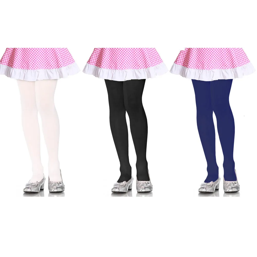 3 Pc Girls Tights Footed Dance Stockings Pantyhose Ballet XL 11-14 Blk Wht Navy