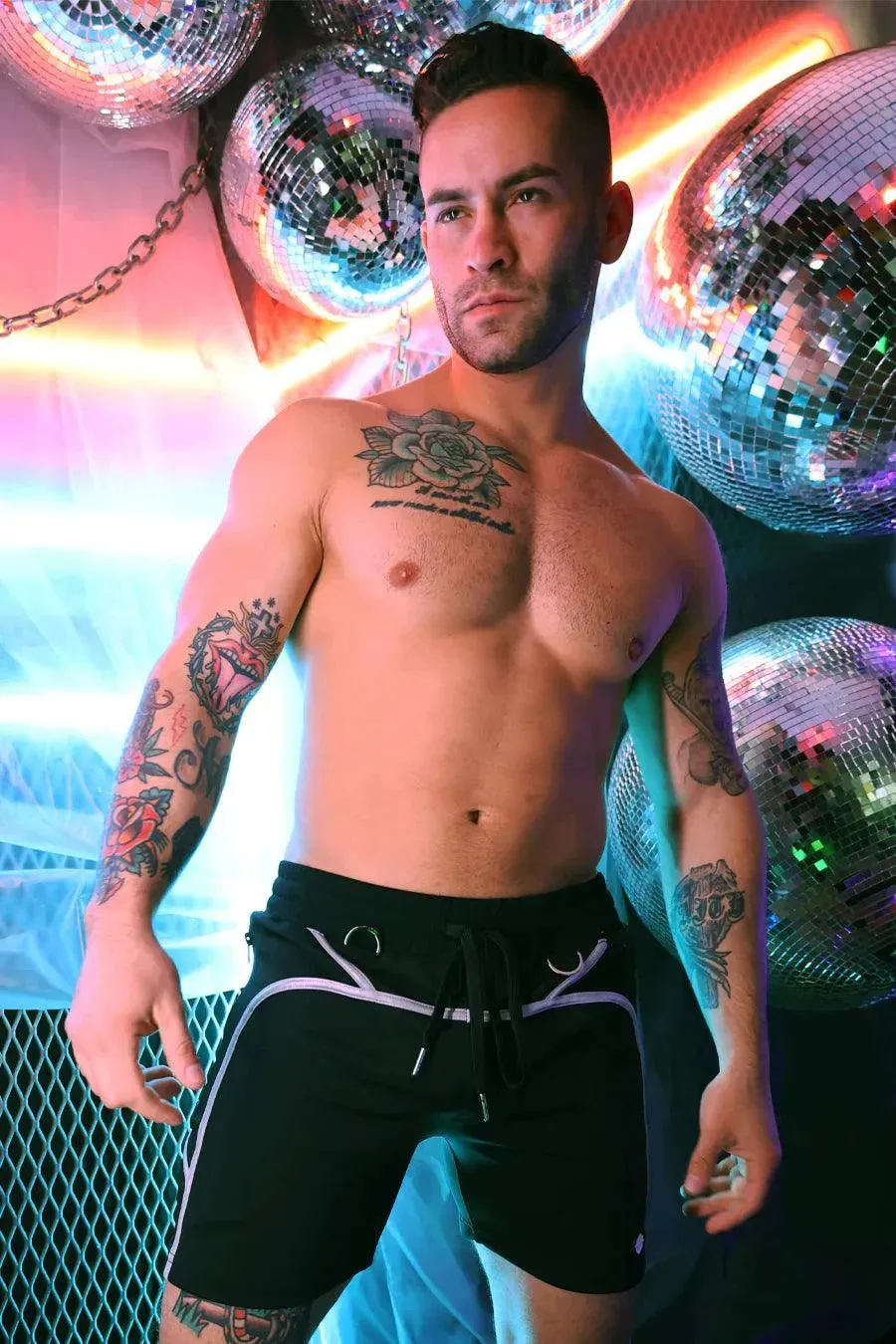 AKIRA REFLECTIVE SHORTS BLACK