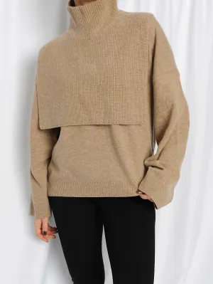 Beige Cashmere Collar & Sweater Set