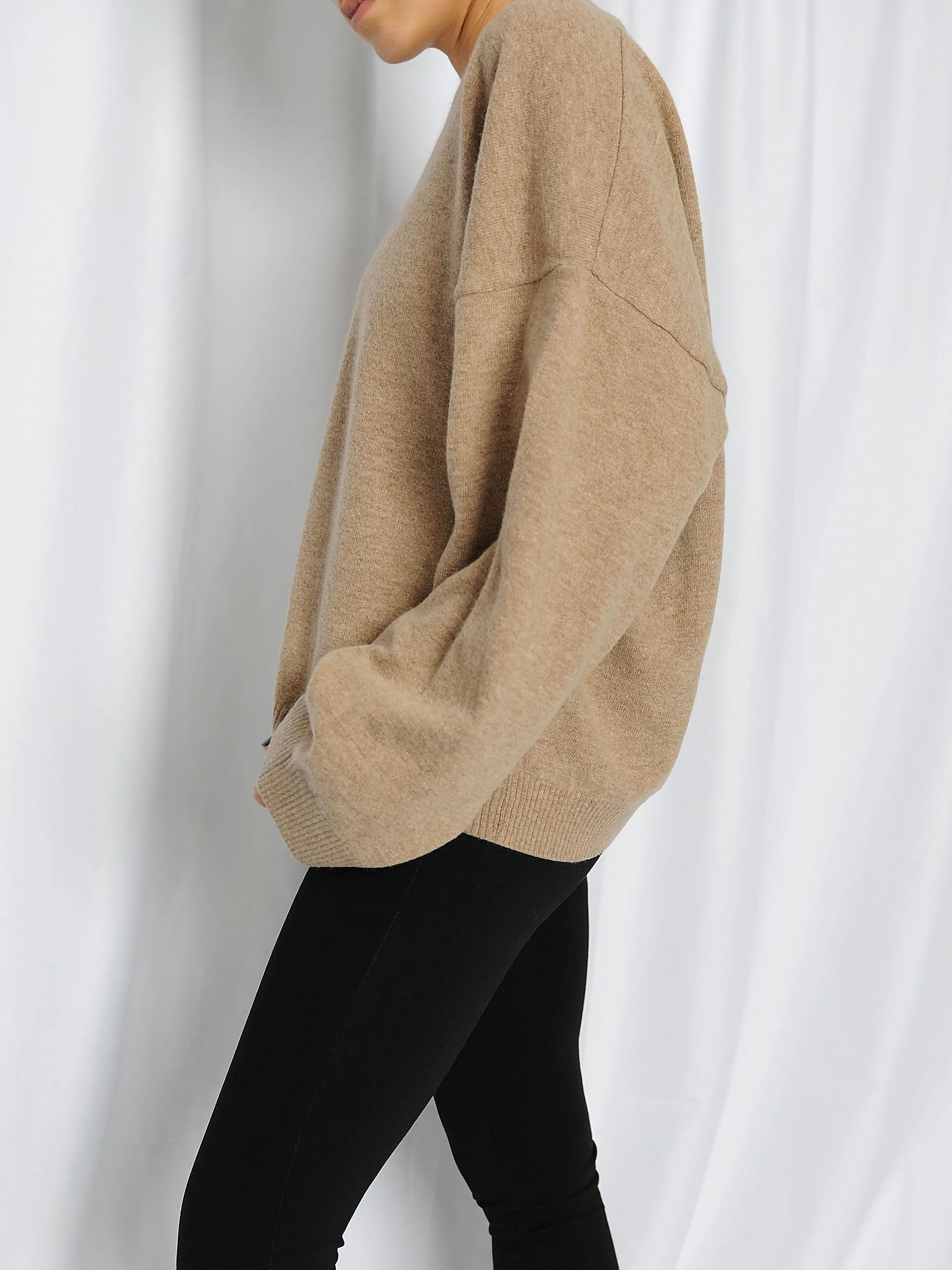 Beige Cashmere Collar & Sweater Set