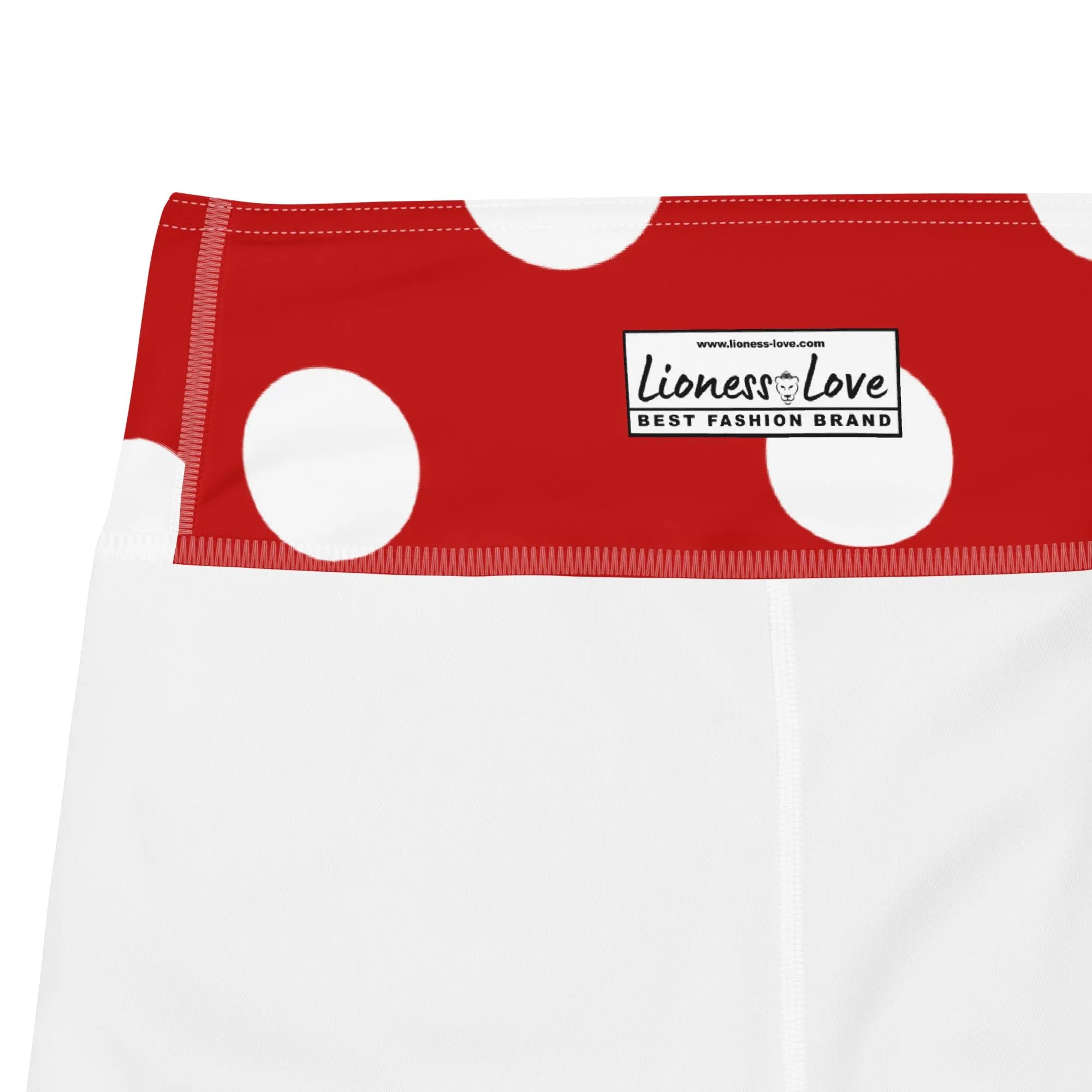 Capri Leggings Classic Red and White Yoga Capri Leggings, lioness-love