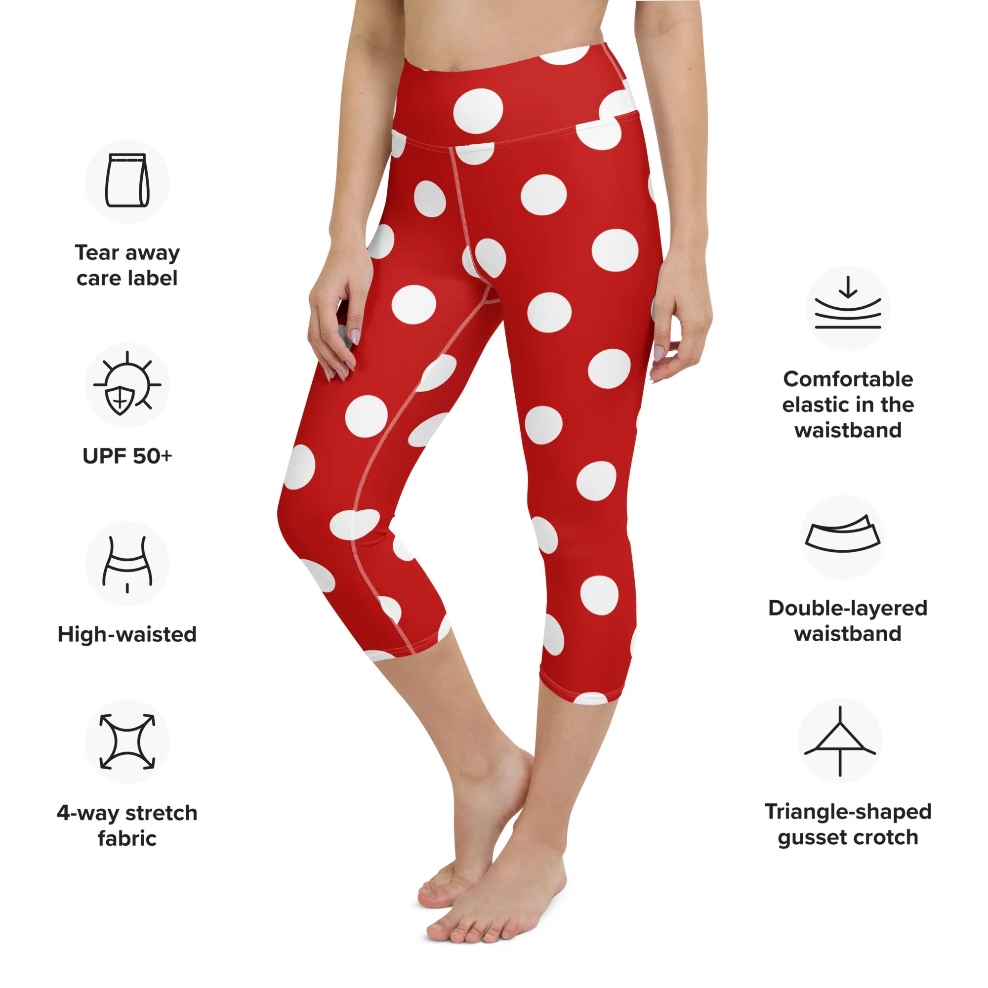 Capri Leggings Classic Red and White Yoga Capri Leggings, lioness-love