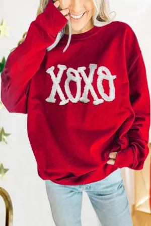 Chenille Embroidered Pullover Sweatshirt