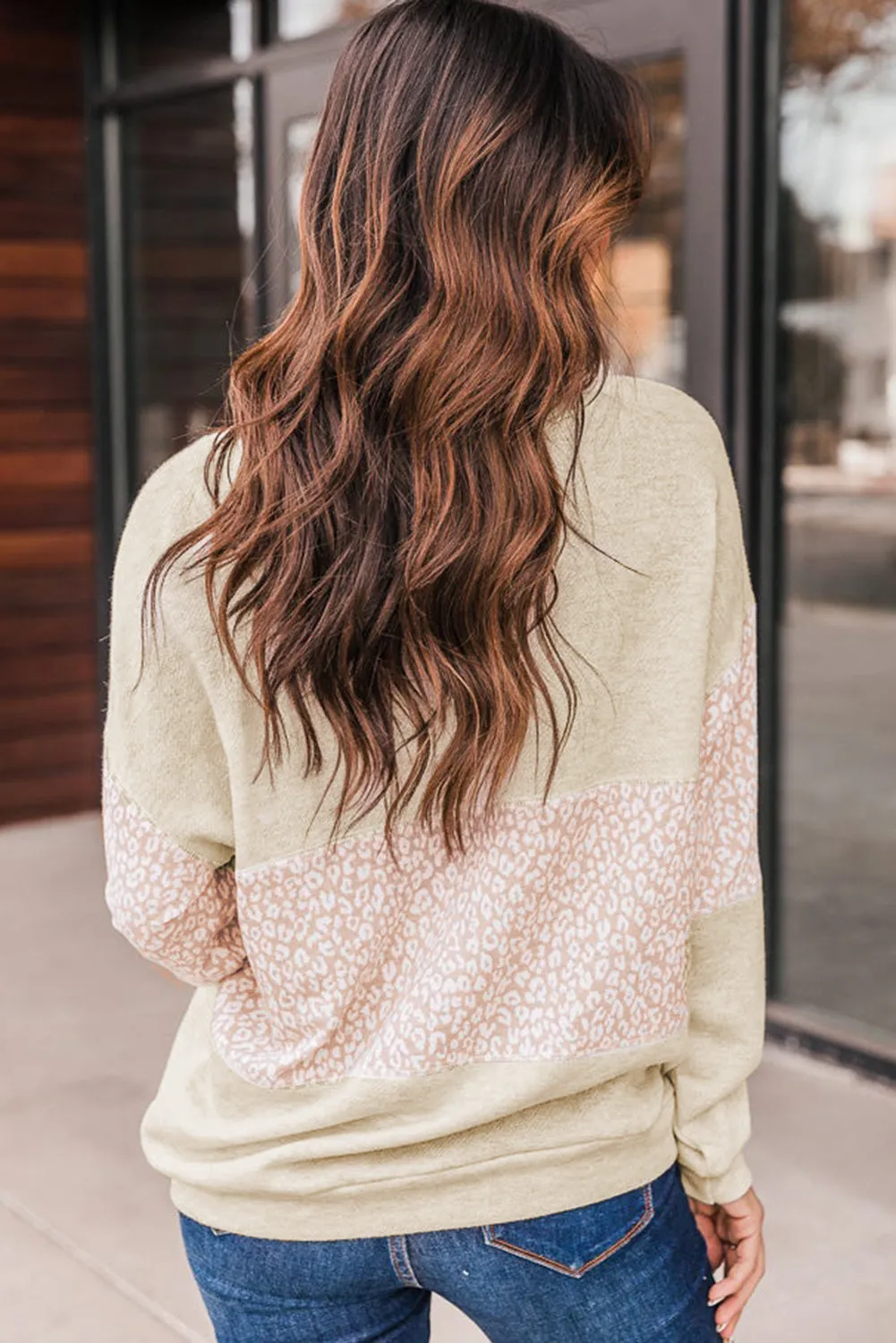 Colorblock Animal Print Pullover