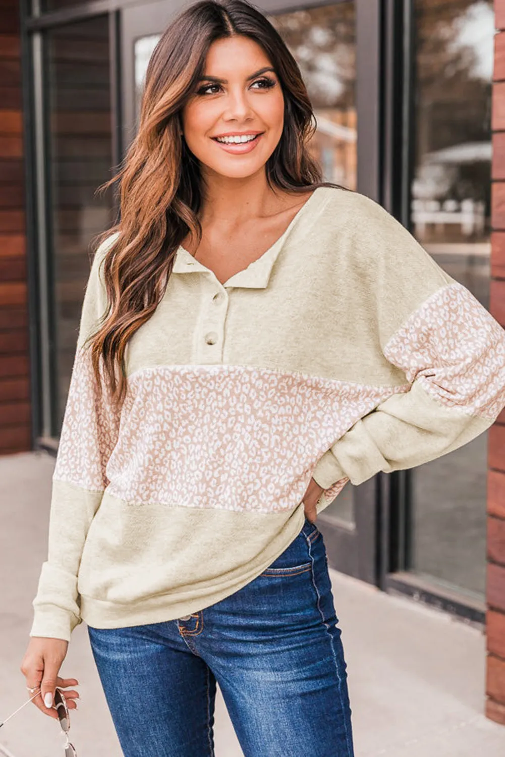 Colorblock Animal Print Pullover
