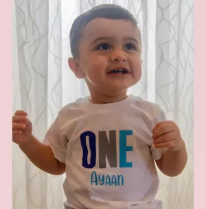 Colorful One With Name First Birthday White Tshirt