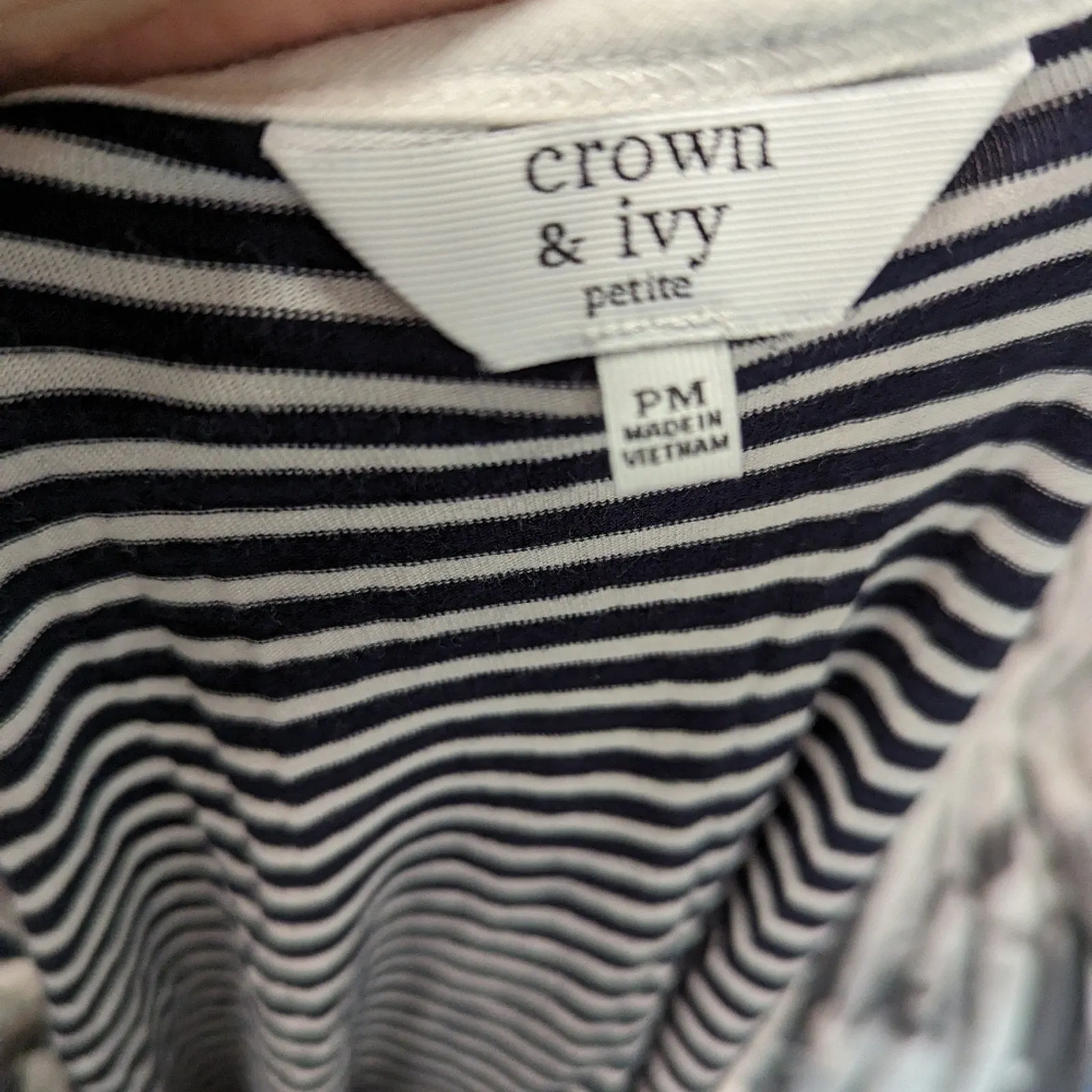 Crown & Ivy Striped Cold Shoulder Tee Shirt - PM