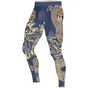 Flower Chinese Dragon Men's Compression Leggings