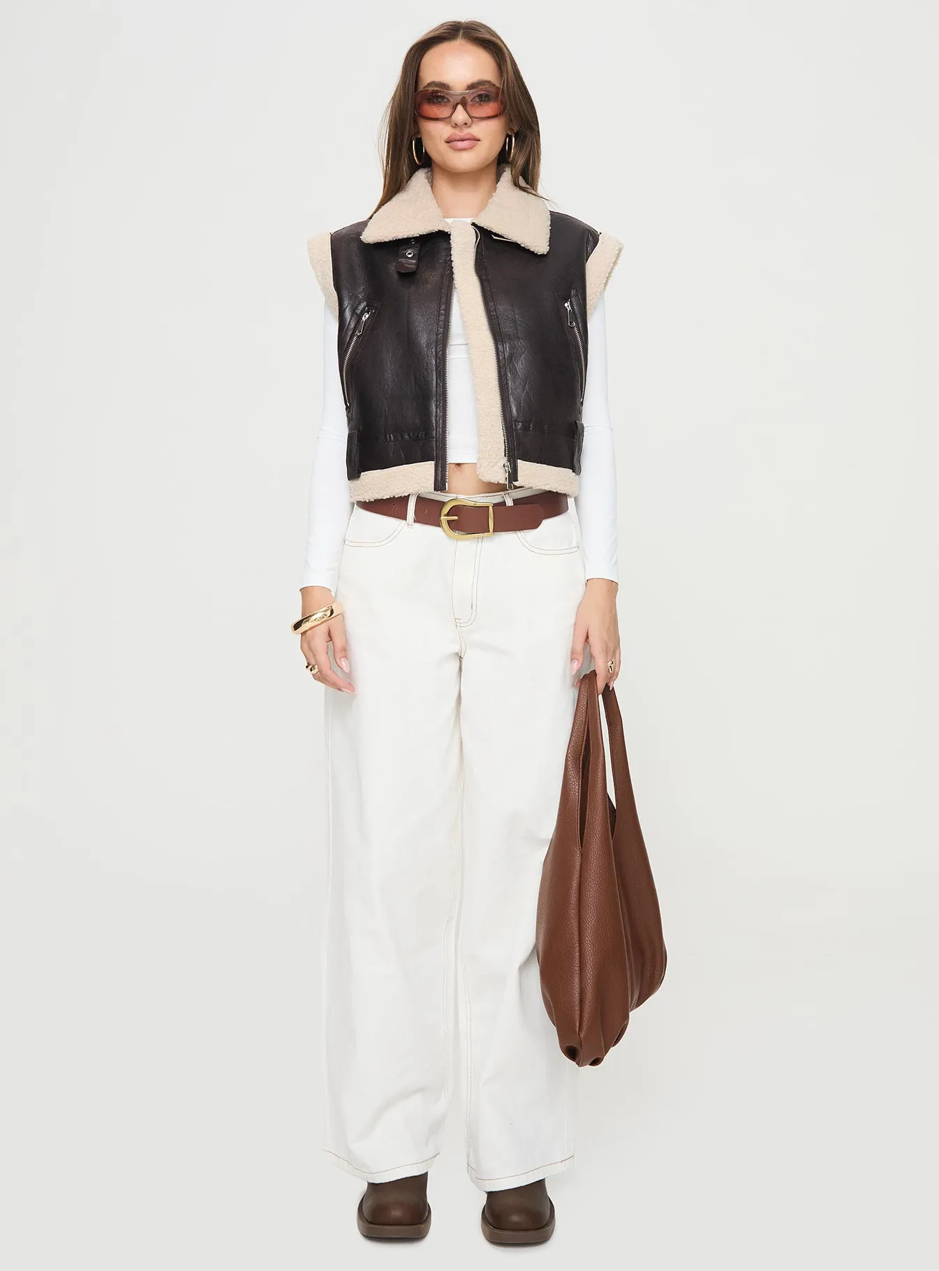 Riga Shearling Vest Chocolate