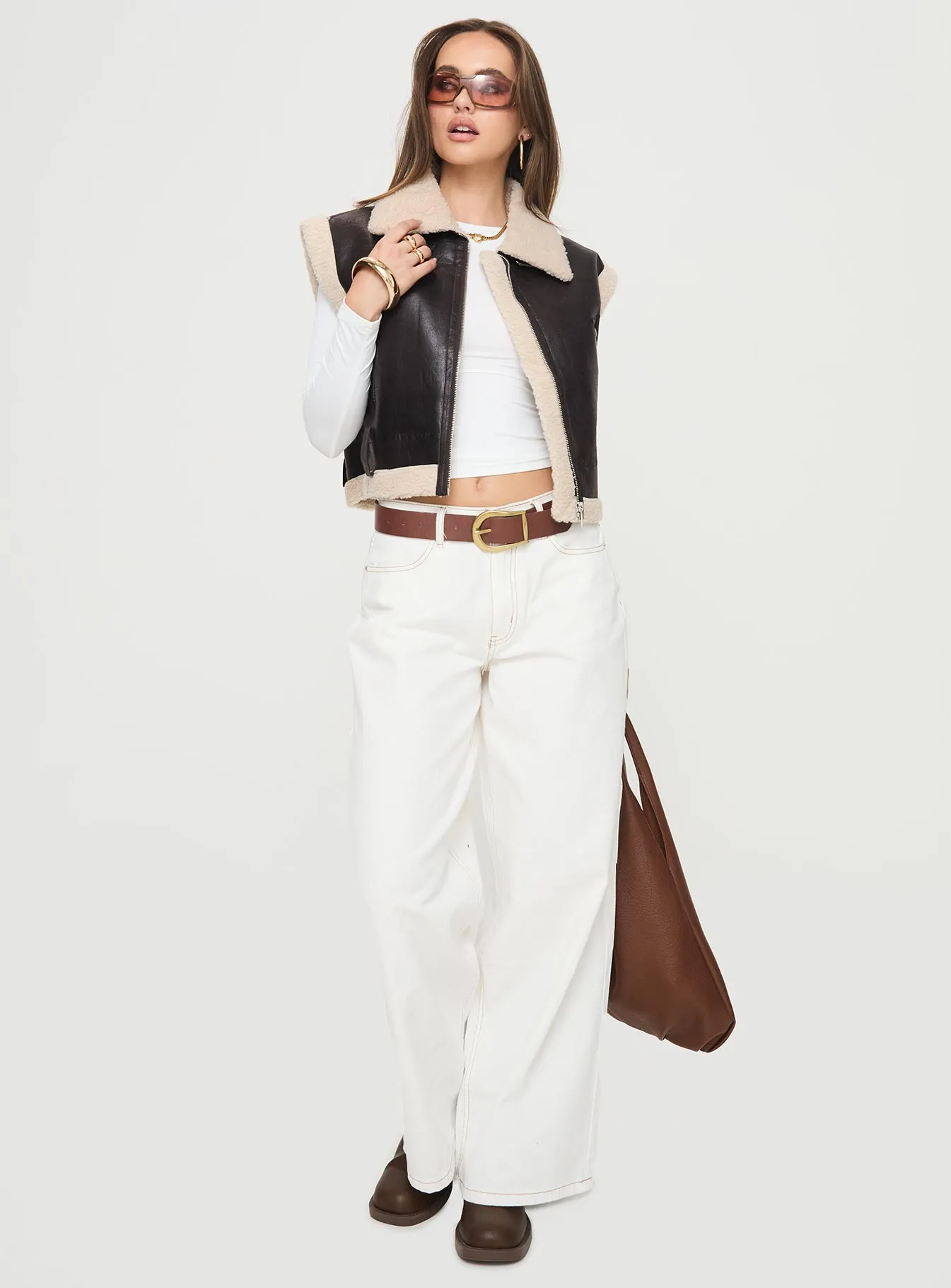 Riga Shearling Vest Chocolate