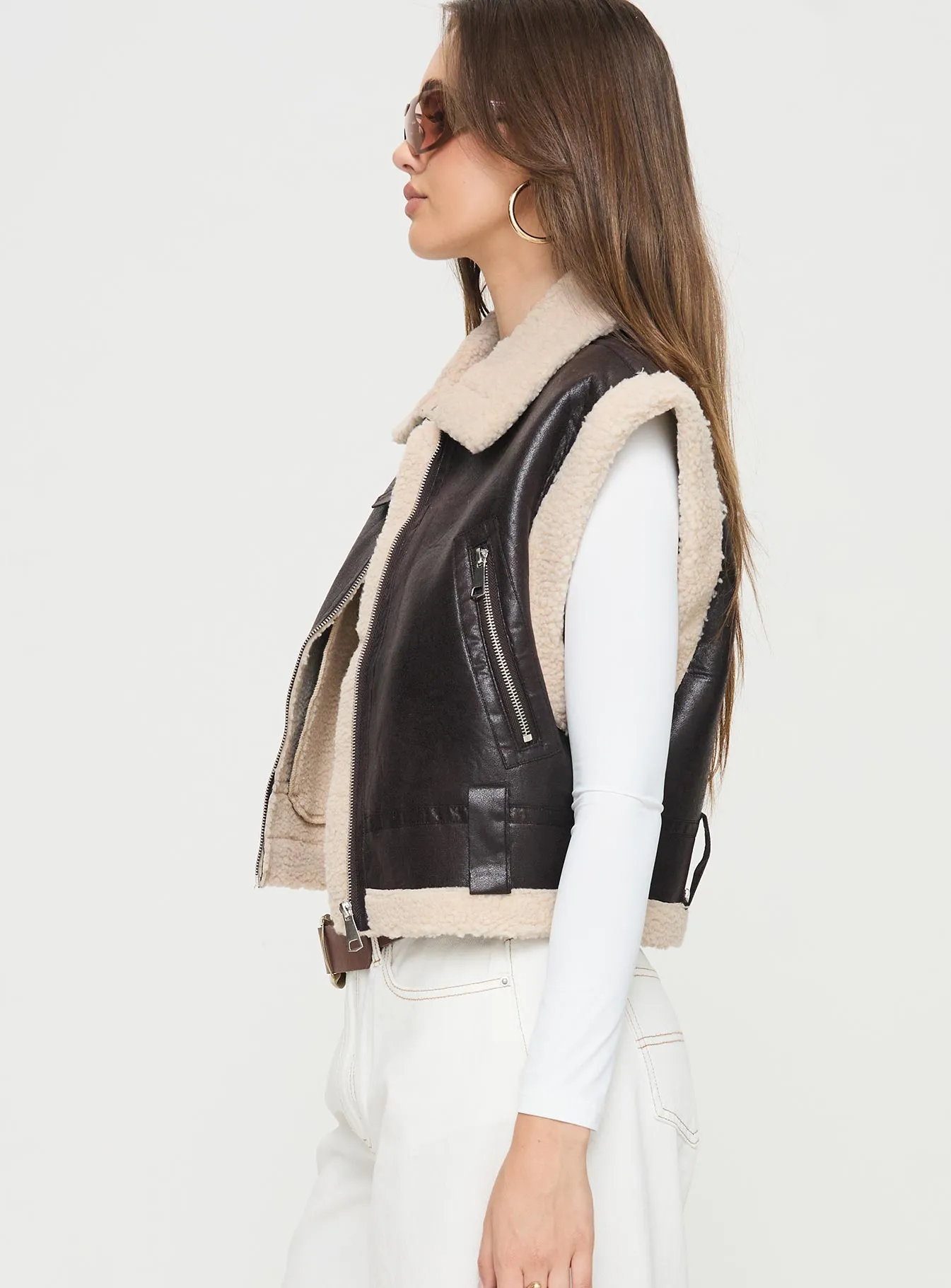 Riga Shearling Vest Chocolate