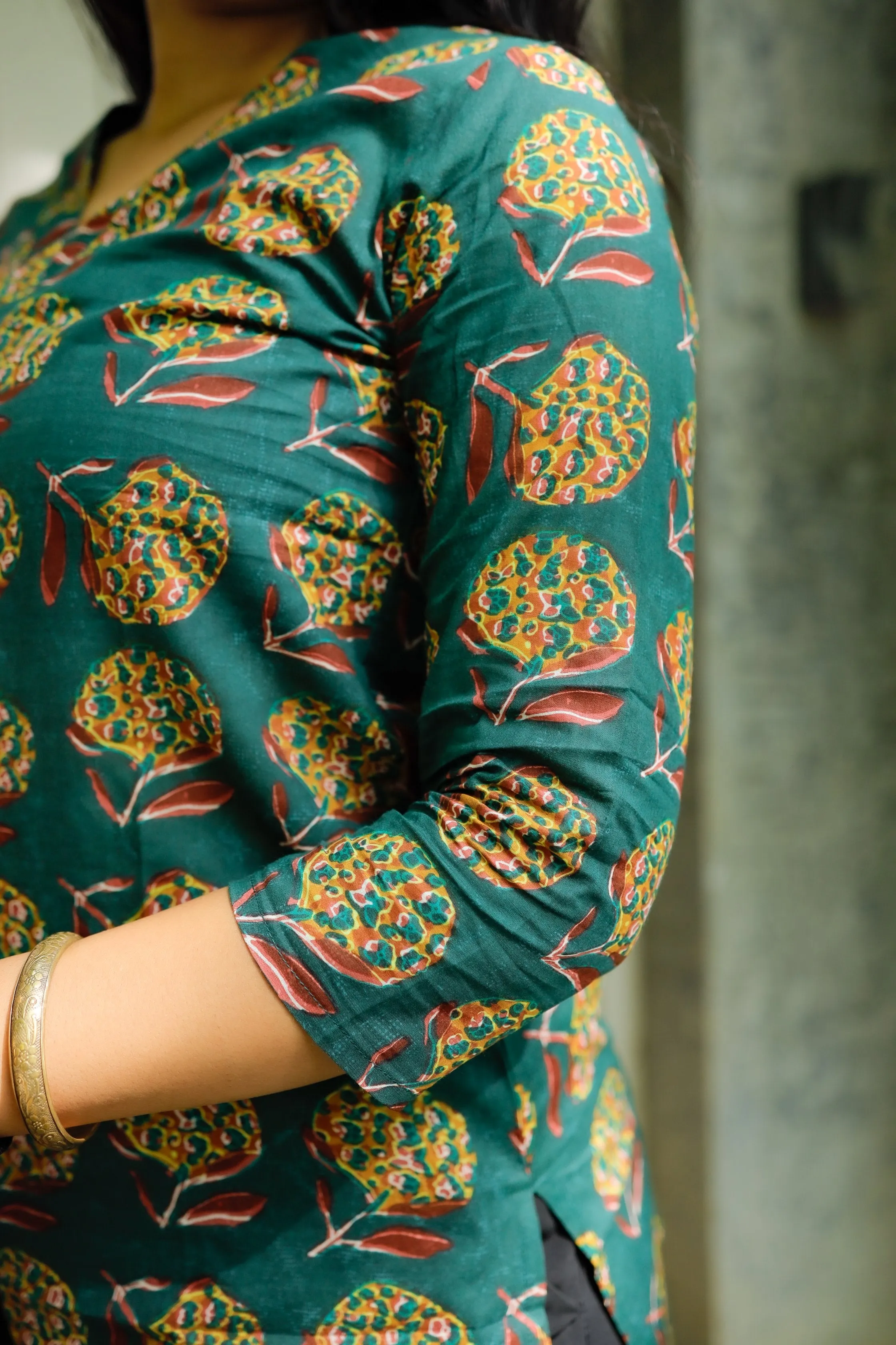 Short Kurti - 11 - Organic Cotton short kurti in dark green