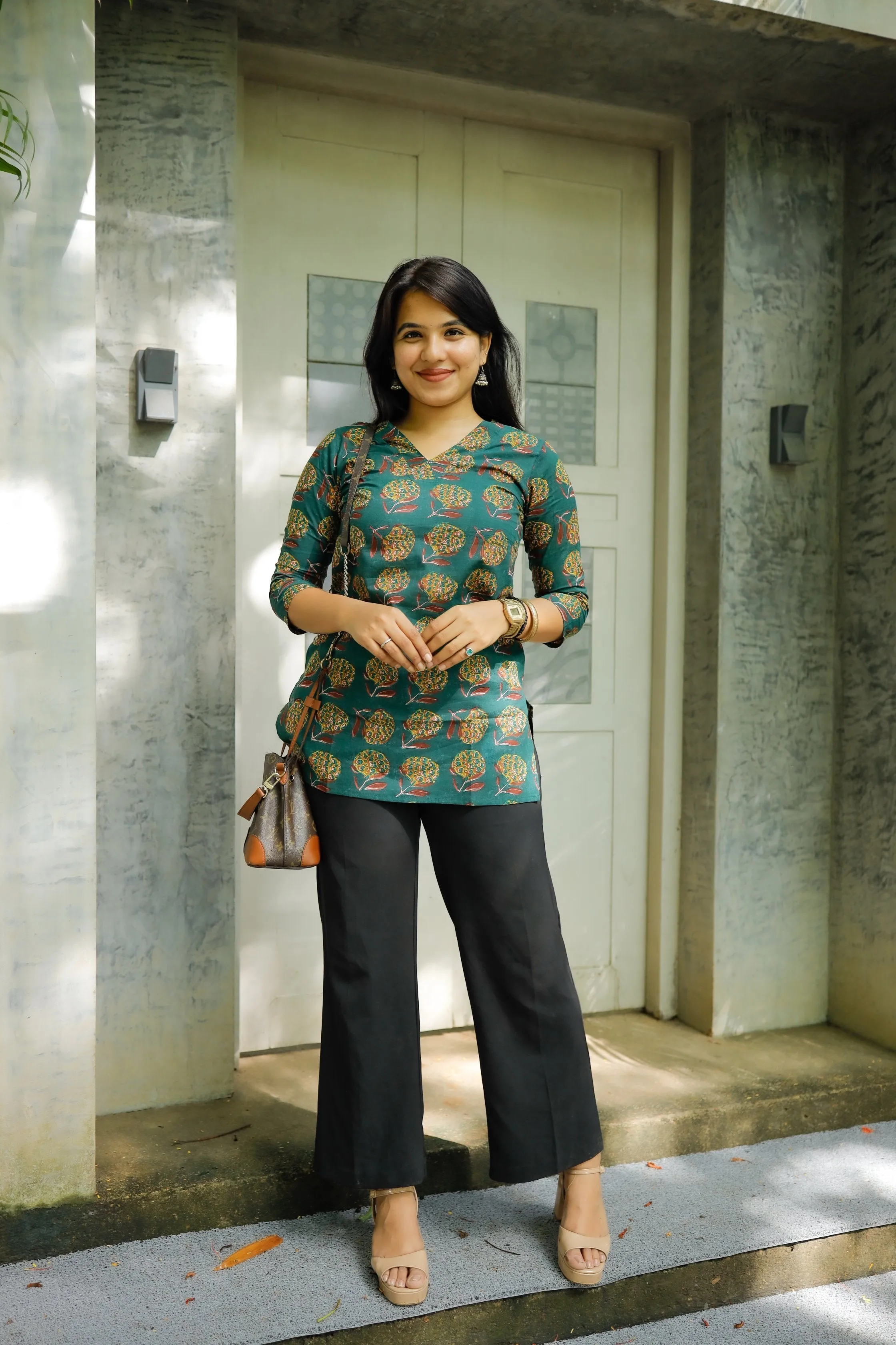 Short Kurti - 11 - Organic Cotton short kurti in dark green
