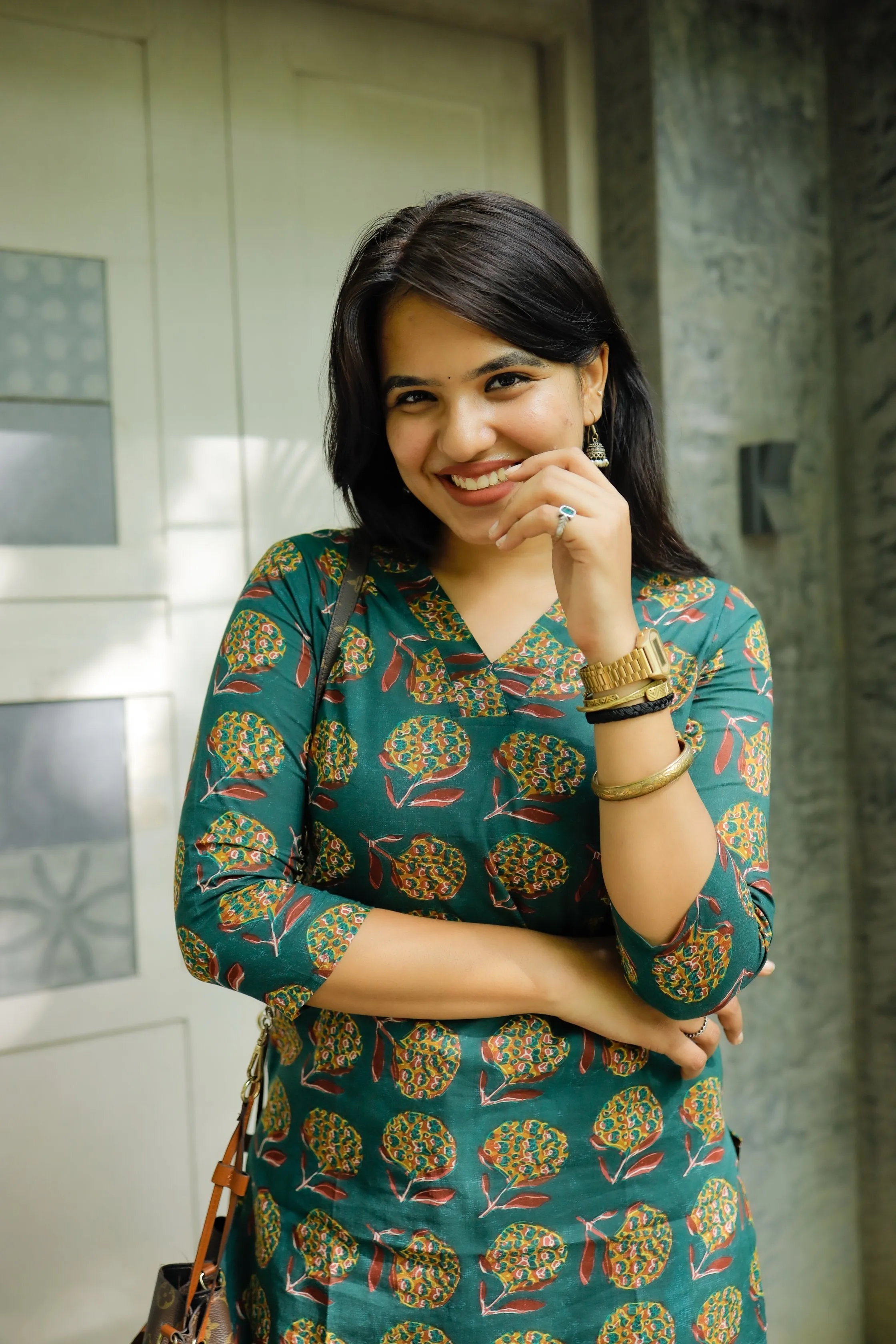 Short Kurti - 11 - Organic Cotton short kurti in dark green
