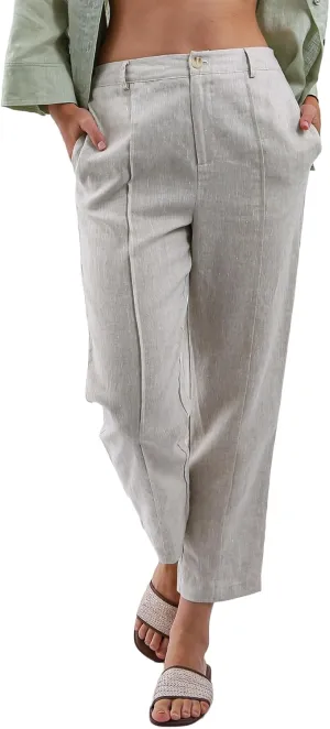 Women's 100% Linen High-Rise Effortless Pintuck Ankle Pants