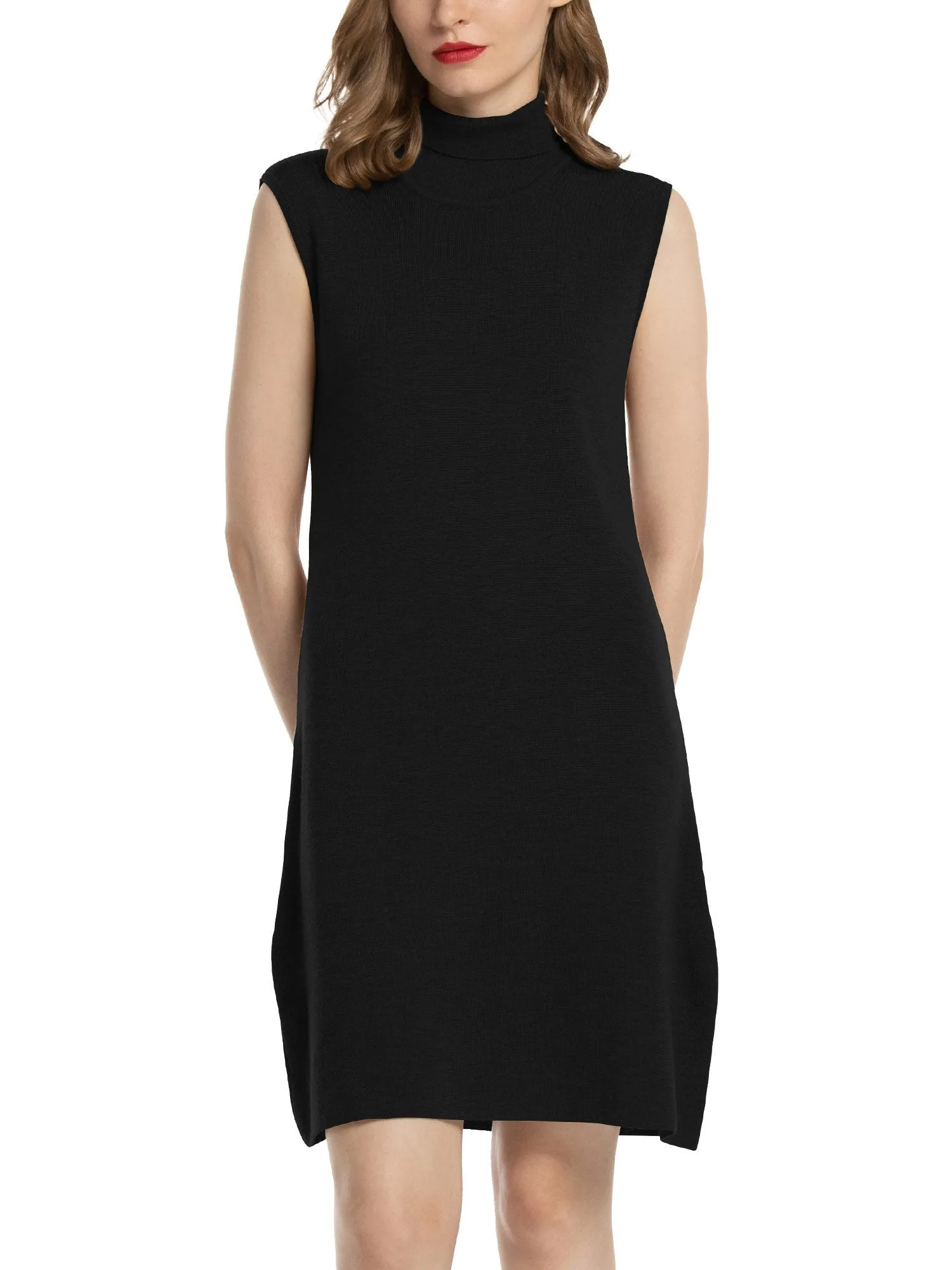 Woolicity Turtleneck Sleeveless Merino Wool Sweater Dress